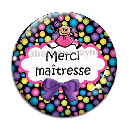 Cabochon merci maîtresse, cabochon résine, verre rond différente taille