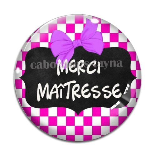 Cabochon merci maîtresse, cabochon résine, verre rond différente taille