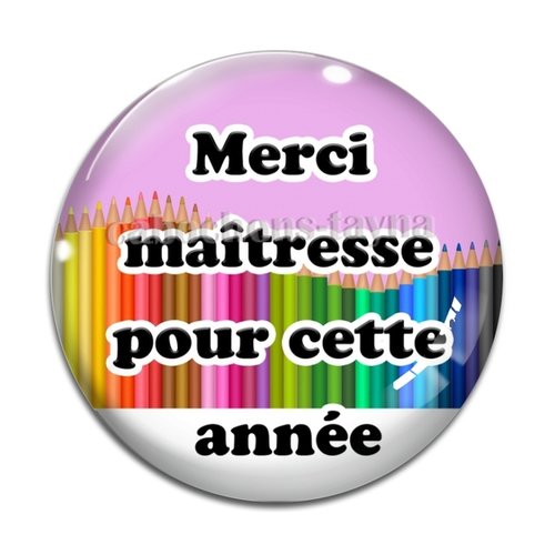 Cabochon merci maîtresse, cabochon résine, verre rond différente taille