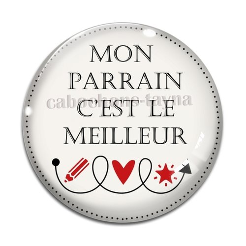 Cabochon meilleur parrain, cabochon résine, verre rond différente taille