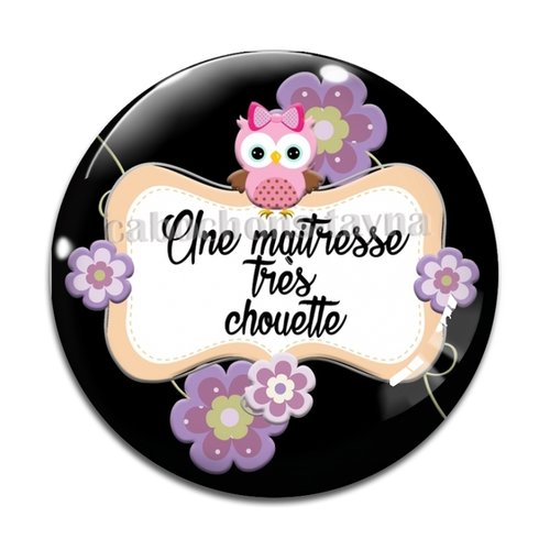 Cabochon chouette maîtresse, cabochon résine, verre rond différente taille