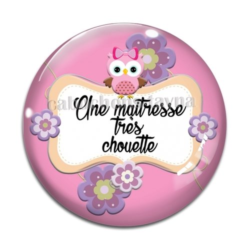 Cabochon chouette maîtresse, cabochon résine, verre rond différente taille