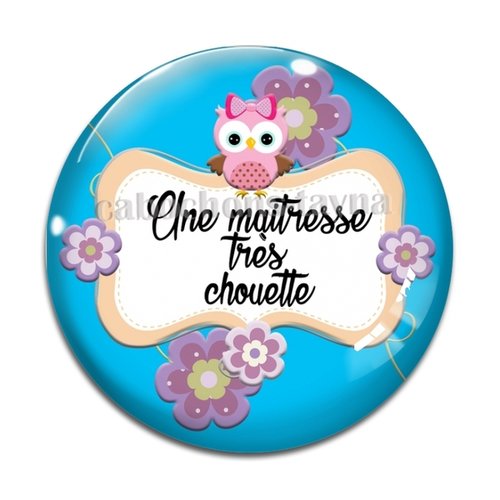 Cabochon chouette maîtresse, cabochon résine, verre rond différente taille