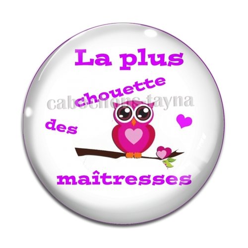 Cabochon chouette maîtresse, cabochon résine, verre rond différente taille