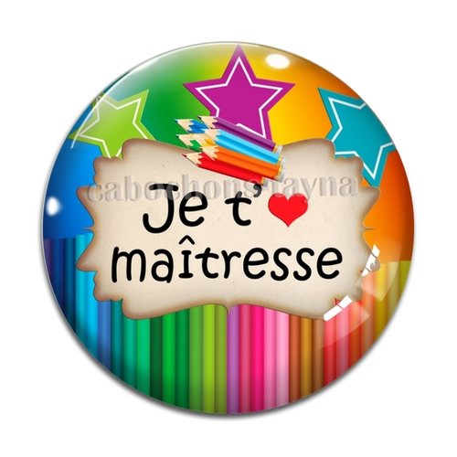 Cabochon je t'aime maîtresse, cabochon résine, verre rond différente taille