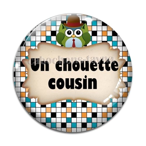 Cabochon un chouette cousin, cabochon résine, verre rond différente taille