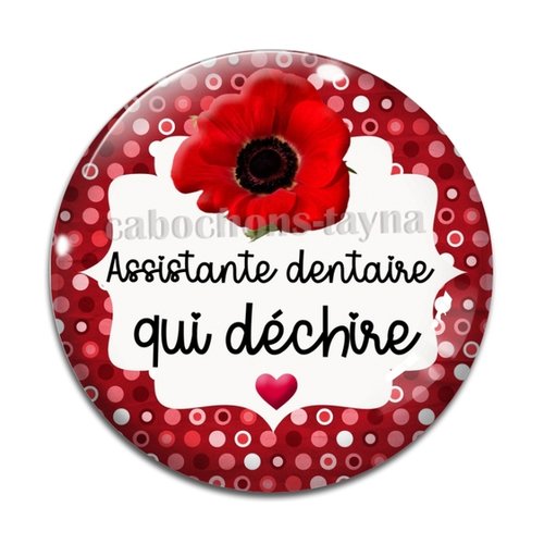 Cabochon assistante dentaire femme, cabochon résine, verre rond différente taille