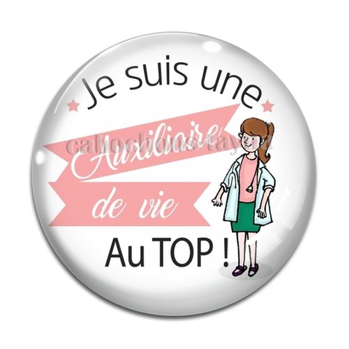 Cabochon auxiliaire de vie, cabochon résine, verre rond différente taille