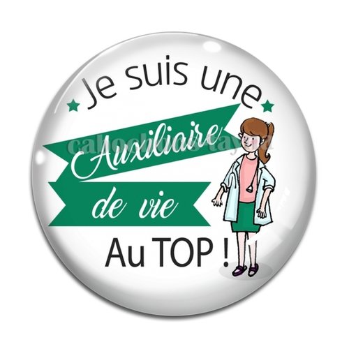 Cabochon auxiliaire de vie, cabochon résine, verre rond différente taille