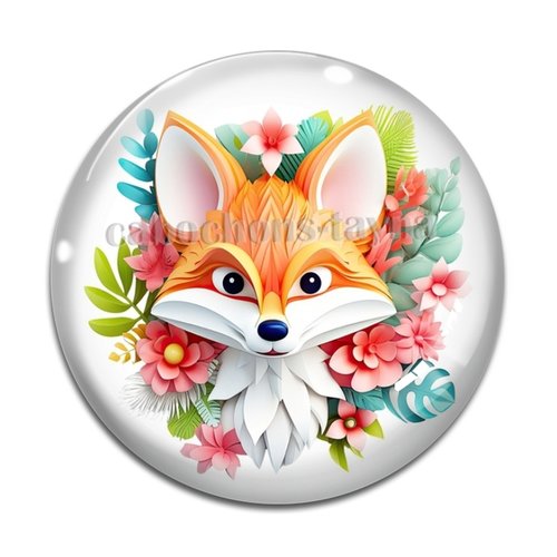Cabochon renard, cabochon résine, verre rond différente taille