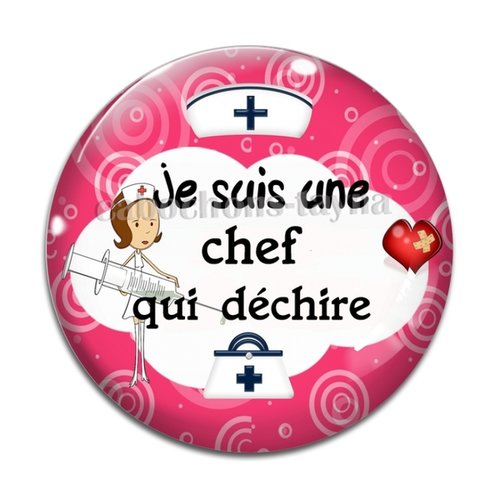 Cabochon je suis une chef qui déchire, cabochon résine, verre rond différente taille