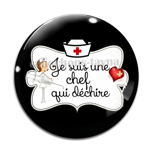 Cabochon je suis une chef qui déchire, cabochon résine, verre rond différente taille