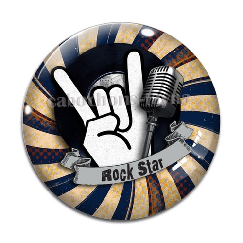 Cabochon rock star, cabochon résine, verre rond différente taille