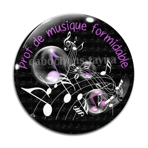 Cabochon prof de musique, cabochon résine, verre rond différente taille