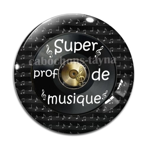 Cabochon prof de musique, cabochon résine, verre rond différente taille