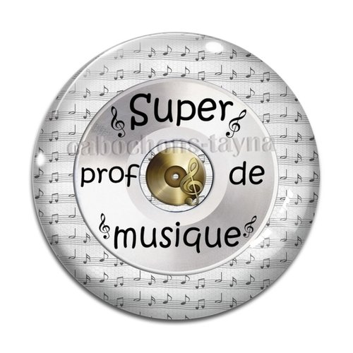 Cabochon prof de musique, cabochon résine, verre rond différente taille