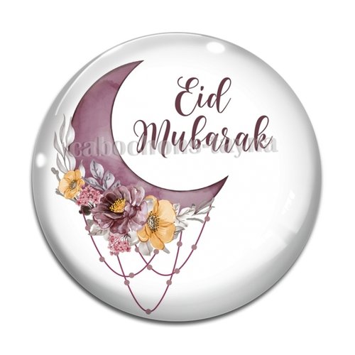 Cabochon eid moubarak, cabochon résine ou verre rond différente taille