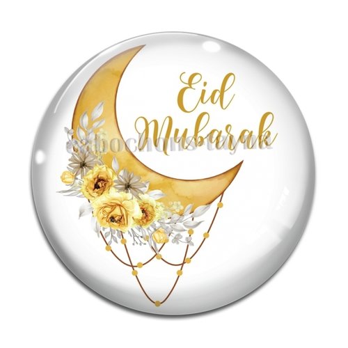 Cabochon eid moubarak, cabochon résine ou verre rond différente taille