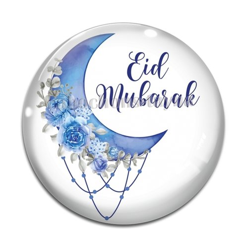 Cabochon eid moubarak, cabochon résine ou verre rond différente taille