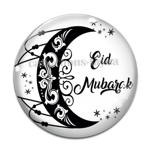 Cabochon eid moubarak, cabochon résine ou verre rond différente taille