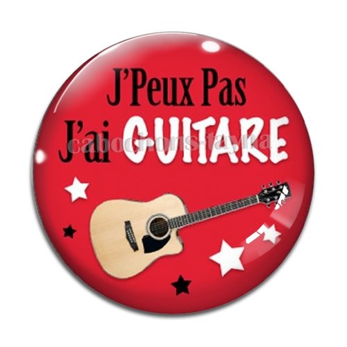 Cabochon j'peux pas j'ai guitare, cabochon résine ou verre rond différente taille