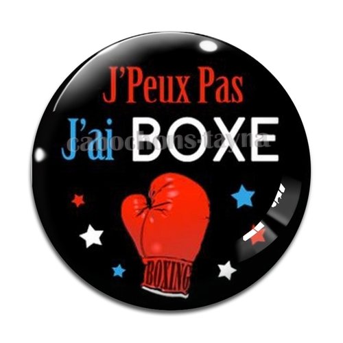 Cabochon j'peux pas j'ai boxe, cabochon résine ou verre rond différente taille