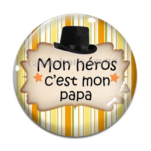 Cabochon papa mon héros, cabochon résine ou verre rond différente taille