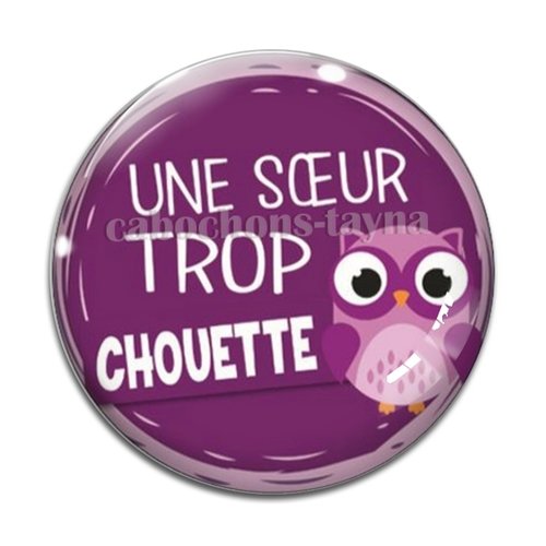 Cabochon soeur chouette, cabochon résine, verre rond différente taille