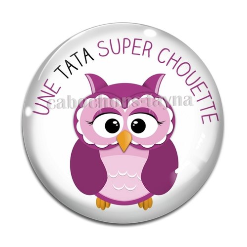 Cabochon tata chouette résine - ou verre différente taille