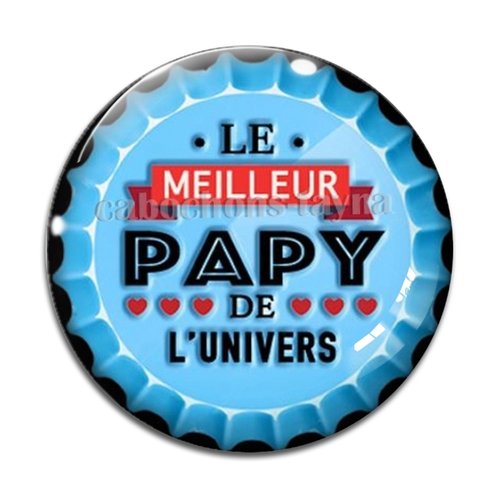 Cabochon meilleur papy, cabochon résine ou verre rond différente taille