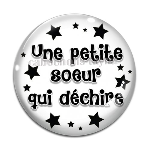 Cabochon une petite soeur qui déchire, cabochon résine, verre rond différente taille