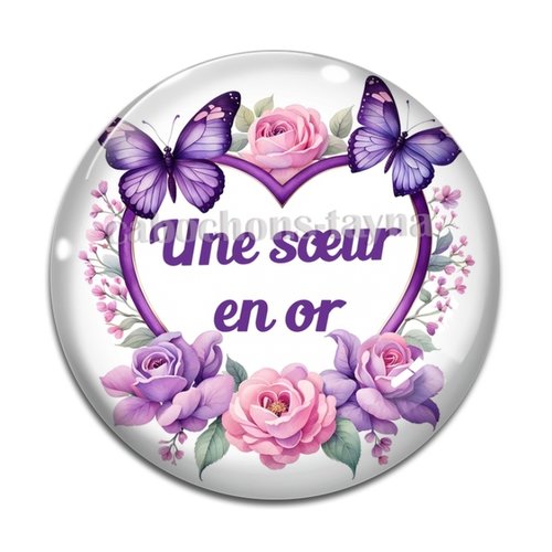 Cabochon une soeur en or, cabochon résine, verre rond différente taille