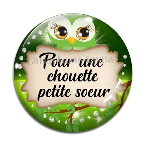 Cabochon pour une chouette petite soeur, cabochon résine, verre rond différente taille