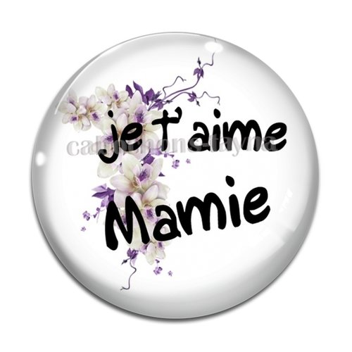 Cabochon je t'aime mamie, résine - ou verre différente taille