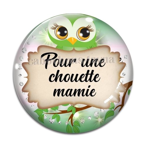 Cabochon chouette mamie, résine - ou verre différente taille