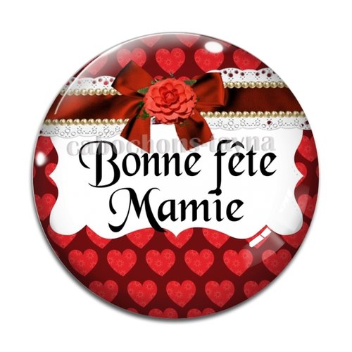 Cabochon bonne fête mamie, cabochon résine, verre rond différente taille