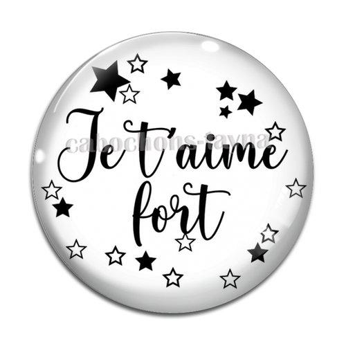 Cabochon je t'aime fort, cabochon résine, verre rond différente taille