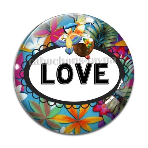 Cabochon love, cabochon résine, verre rond différente taille