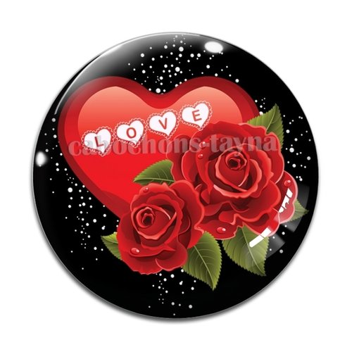 Cabochon love, cabochon résine, verre rond différente taille