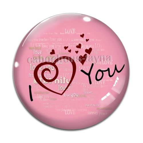 Cabochon love, cabochon résine, verre rond différente taille