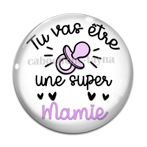 Cabochon future mamie, cabochon résine, verre rond différente taille