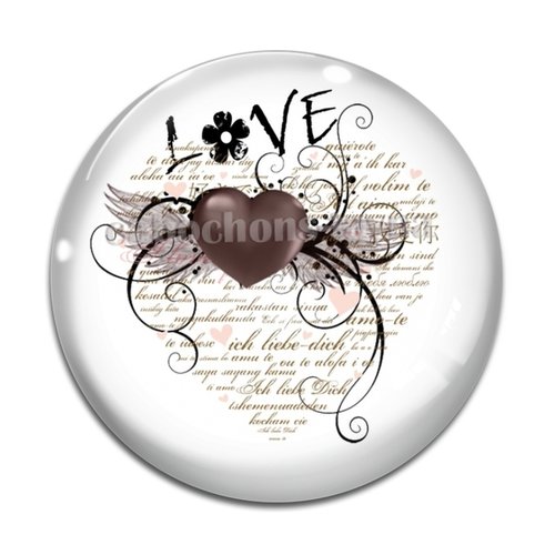 Cabochon love, cabochon résine, verre rond différente taille