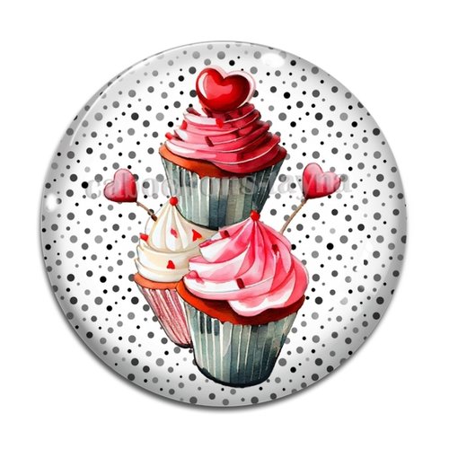 Cabochon cupcake, cabochon résine, verre rond différente taille