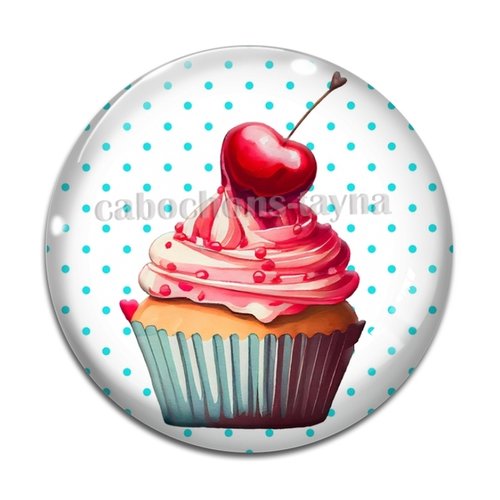 Cabochon gâteaux cupcake, cabochon résine, verre rond différente taille