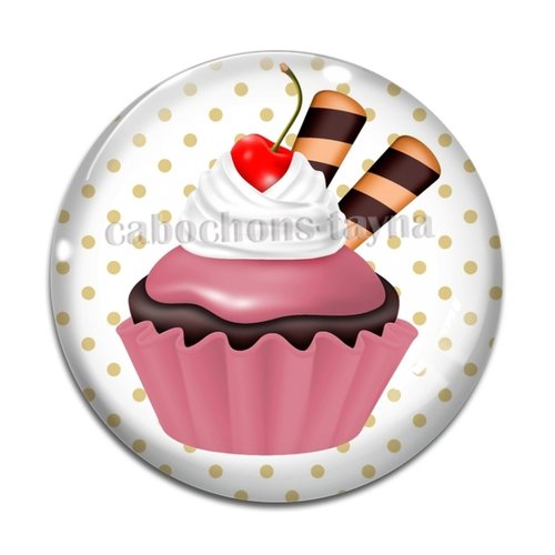 Cabochon gâteaux cupcake, cabochon résine, verre rond différente taille