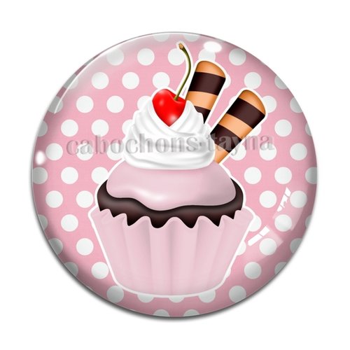 Cabochon gâteaux cupcake, cabochon résine, verre rond différente taille