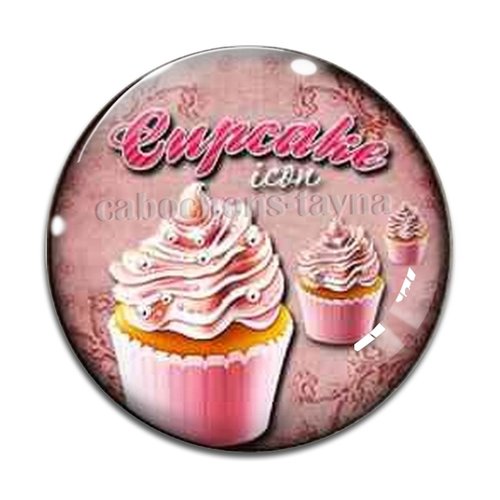 Cabochon gâteaux cupcake, cabochon résine, verre rond différente taille