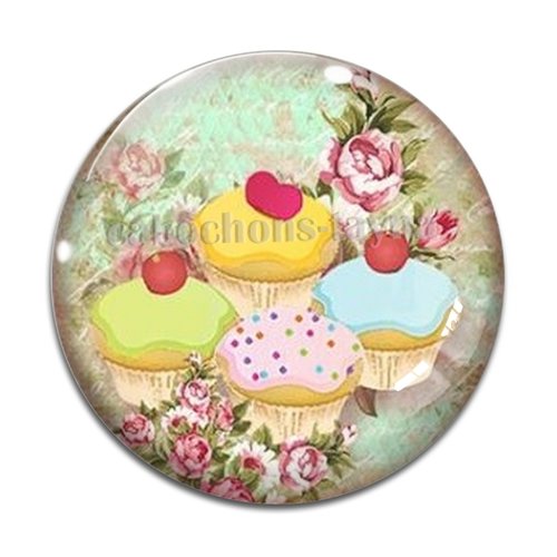 Cabochon gâteaux cupcake, cabochon résine, verre rond différente taille