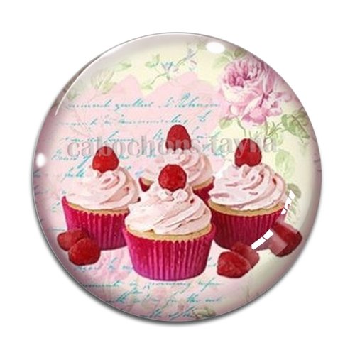 Cabochon gâteaux cupcake, cabochon résine, verre rond différente taille