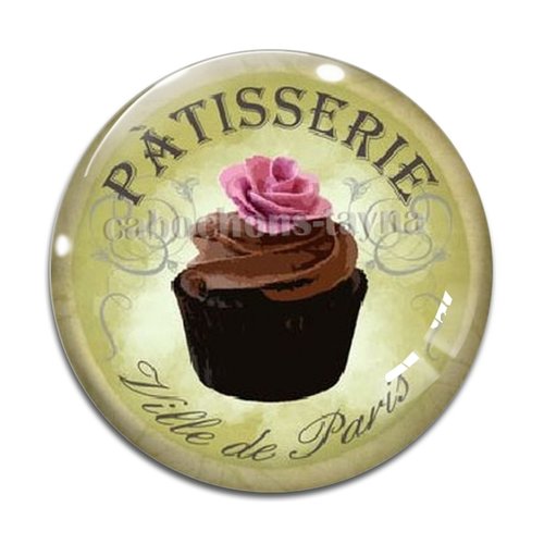 Cabochon gâteaux cupcake, cabochon résine, verre rond différente taille